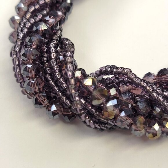 Multi Strand Braided Necklace Glass Bead Braided Necklace Beaded Twist Necklace - Picture 7 of 10